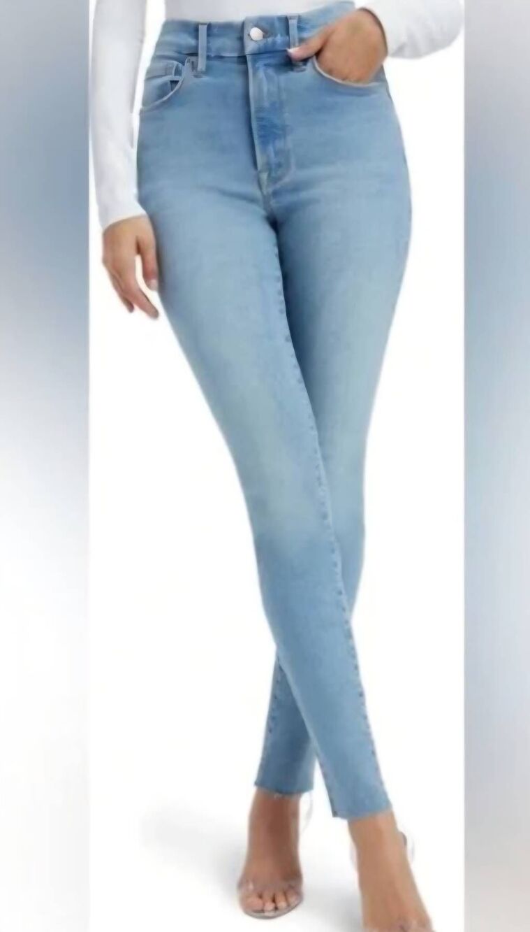 Good American Always Fit Good Legs Indigo447 Skinny Jeans Raw Hem Cuffed 6-12